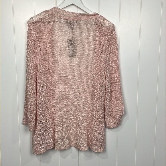 Chico’s Womens Emily Cardigan 3 (XL) Pale Pink Open Front Loose Knit Elegant NWT - Picture 9 of 11